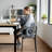 Upholstered Sherpa Modern Boucle Counter Dining Chair with Curved Back and Black Metal Frame-1523301840