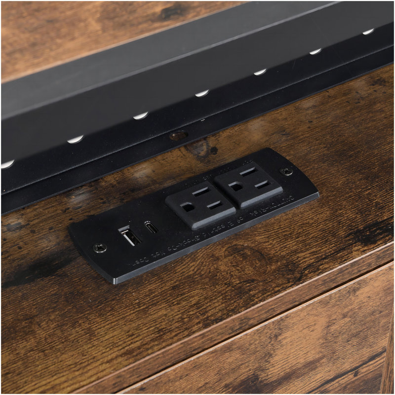 Base de lit plateforme pleine grandeur en métal avec tête de lit en bois et pied de lit USB, station de charge, 2 tiroirs, rangement, lumières DEL, aucun sommier requis, assemblage facile