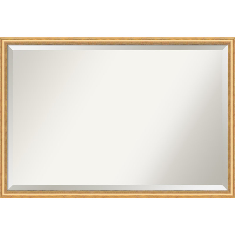 Salon Solid Wood Wall Mirror, 26" x 38", Gold, Rectangle