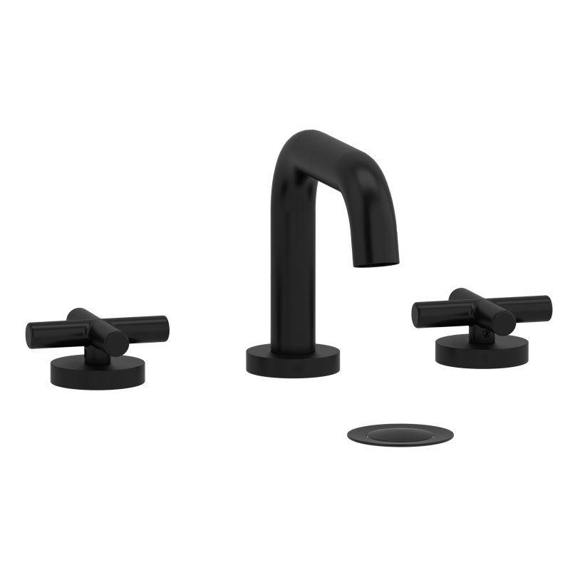 Riu™ Widespread Lavatory Faucet with U-Spout, Black, Cross