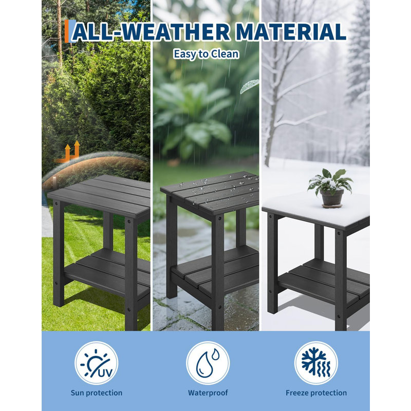 2 pièces Adirondack Table d'appoint pour l'extérieur, Noir