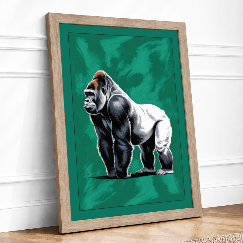 Silverback Strength Modern - Framed Print, A2 - 59.4 x 42.0 cm, Oak