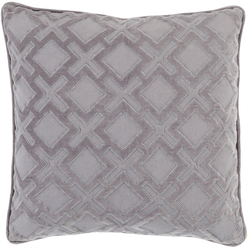 Geometric Throw Pillow, Gray/Charcoal, Down, 18" H x 18" W x 4" D