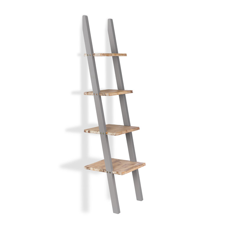 Addisun 44cm W Solid Wood Height -Adjustable Shelving Unit, Grey/Beige
