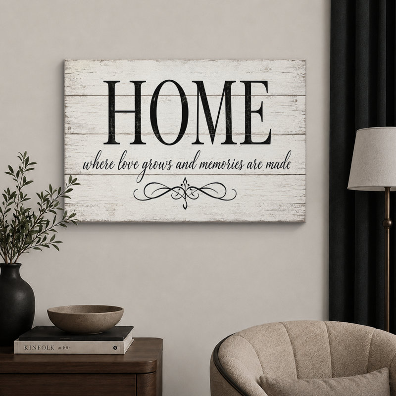 «Rustic Home», citation, impression sur toile, impression sur toile encadrée, Toile tendue, H 12 po x l 18 po x P 1,5 po