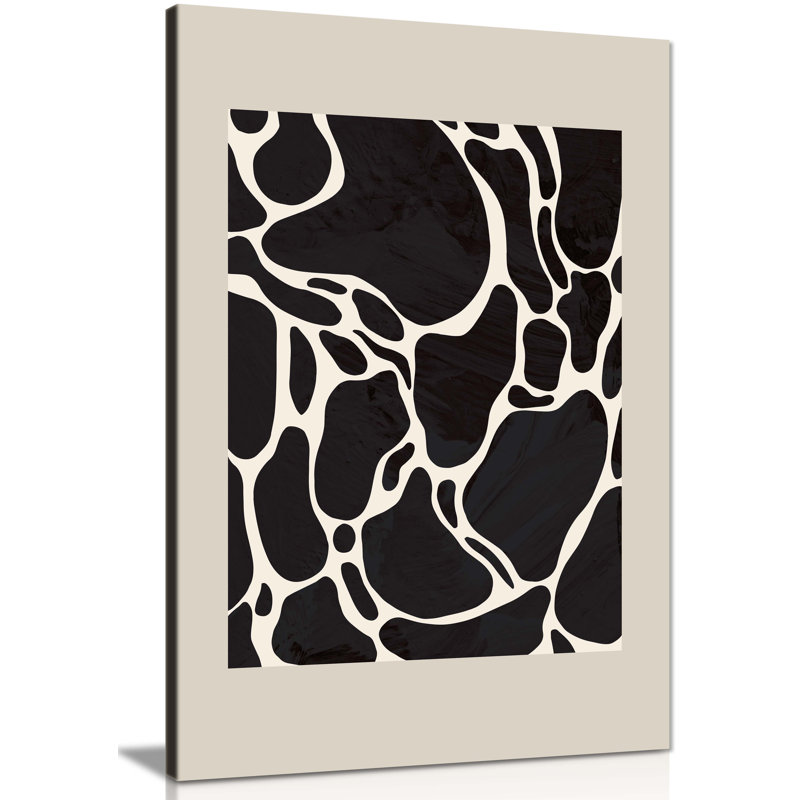 Brown And White Abstract Geometric Camouflage Artistic - Wrapped Canvas Art Prints, 31cm H x 20cm W