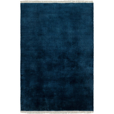 Tapis bleu en laine tissé à la main Clio