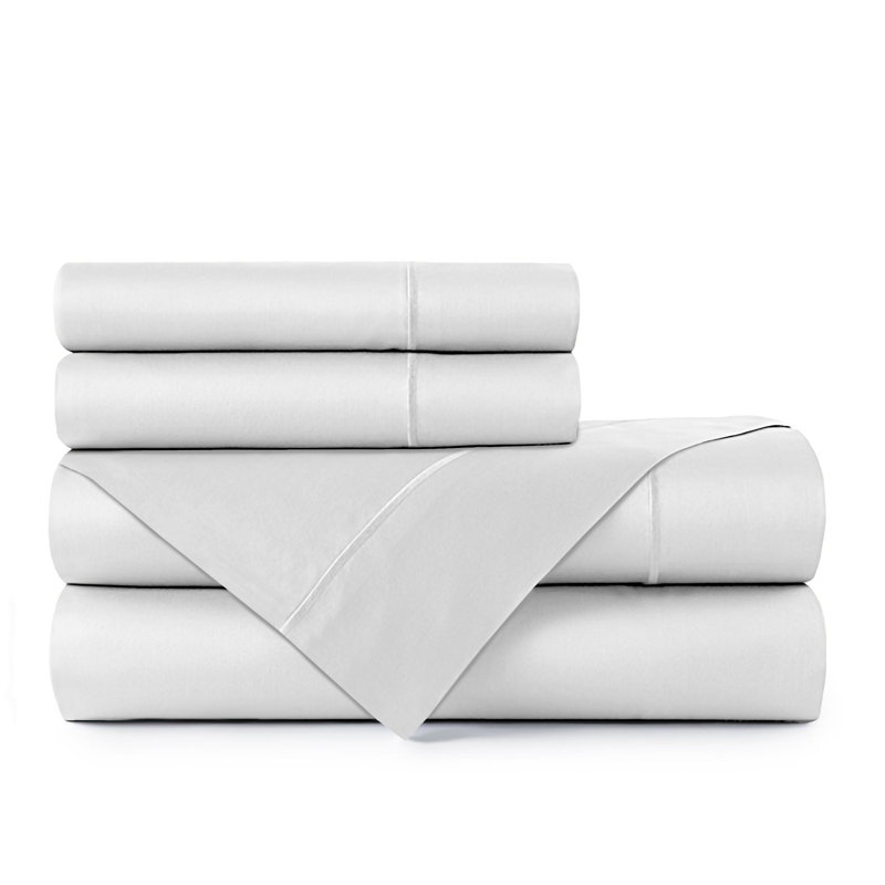 Ensemble de draps 100% coton jersey, Simple, Blanc