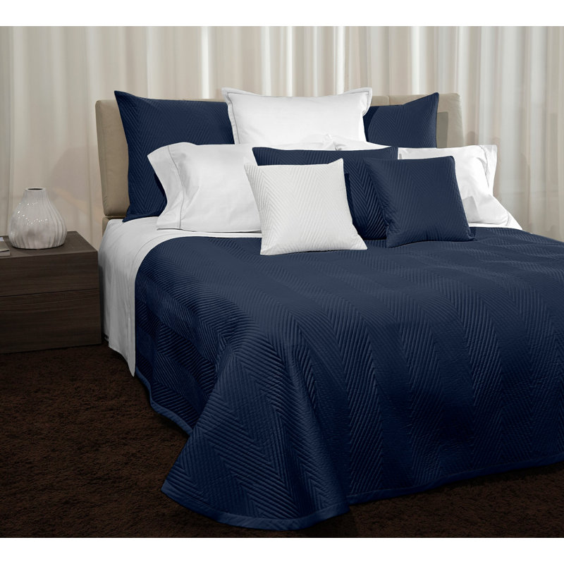 Letizia Sateen Coverlet, King Coverlet, Dark Blue