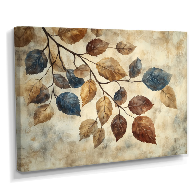 Faded sépia feuilles III - feuilles, art mural, H 12 po x l 20 po, Toile tendue, Ne s’applique pas