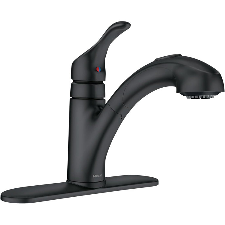 Moen Renzo Matte Black One-Handle Pullout Kitchen Faucet With Power Clean Technology And Duralock Quick Connect System