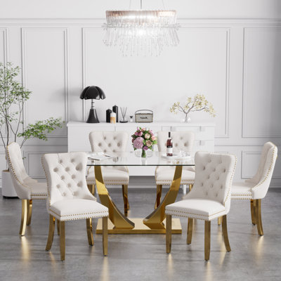 Kazandra 6 - Person Pedestal Dining Set