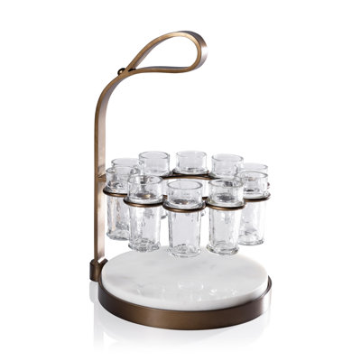 Tequilero 10-Piece Tequila Shot Set with Marble Cutting Board