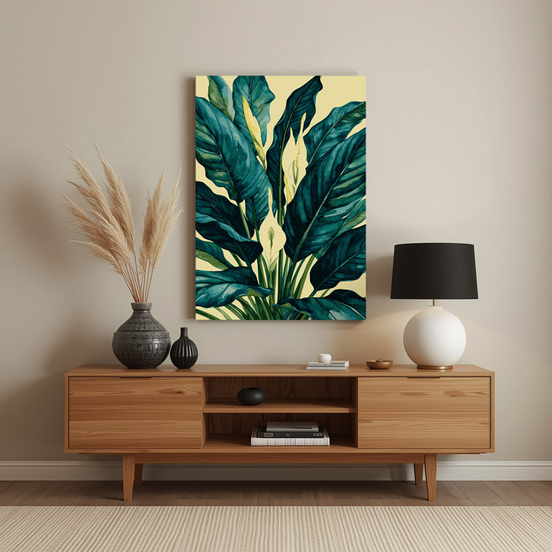 Aquarelle botanique 59, art mural vert en métal, H 14 po x l 11 po