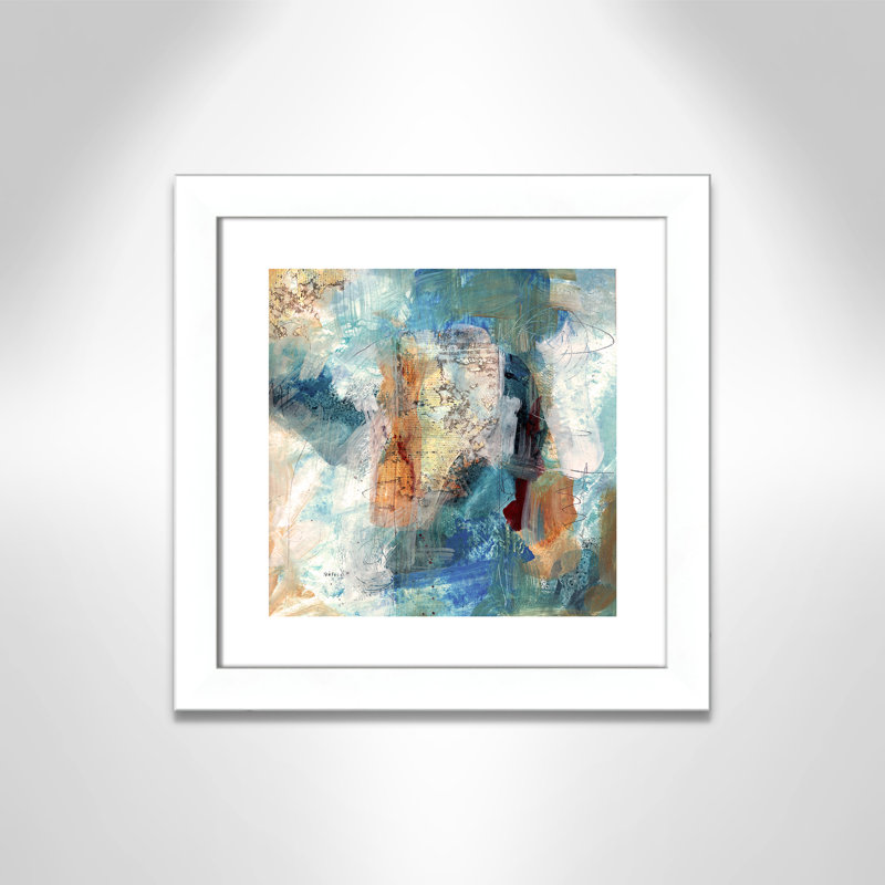 Painterly Elements II - peinture encadrée, Cadre blanc, H 18,5 po x l 18,5 po x P 1,25 po