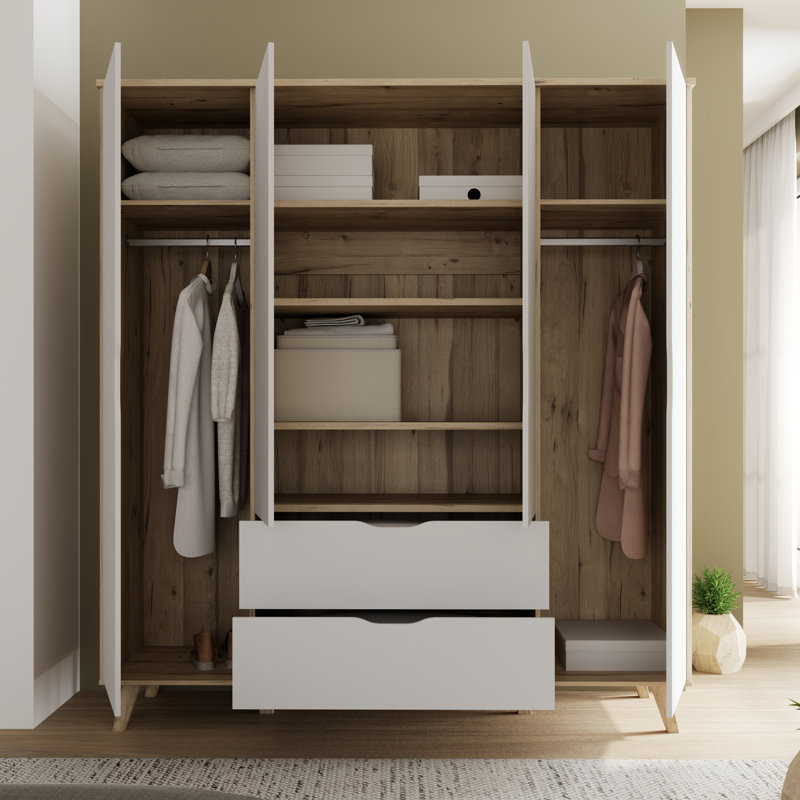 Teliyah 4 Door Manufactured Wood Wardrobe