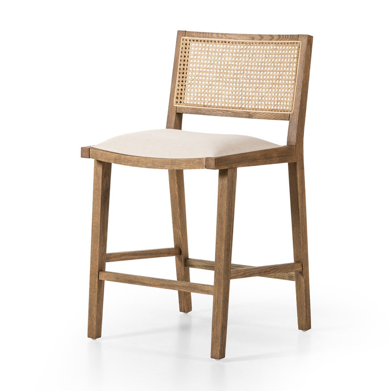 Tabouret de comptoir Miraz, Tabouret de comptoir (hauteur de siège de 27 po), Mélange de polyester blanc