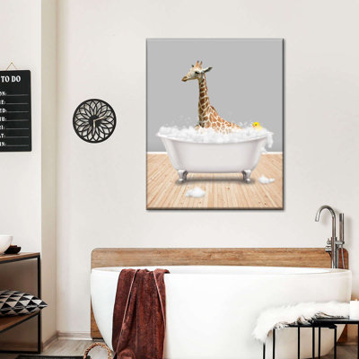 Impression sur toile, girafe et baignoire