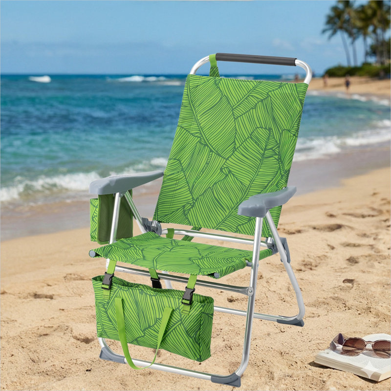 Chaise de plage pliable avec appui-tête et porte-gobelet, hauteur du siège de 43 cm, structure en aluminium, 7 positions d'inclinaison pour se détendre au bord de la piscine ou sur la terrasse.