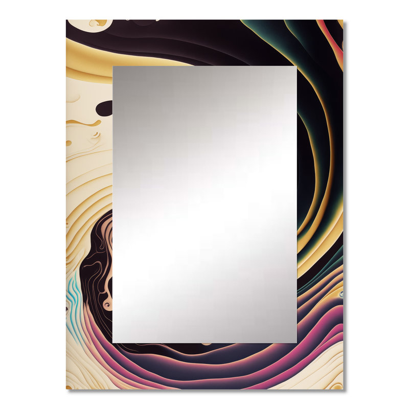Purple, Gold And Blue Swirl III - Abstract Spirals Unique Wall Mirror Decor, Modern Large Mirror, Printed Metal Art