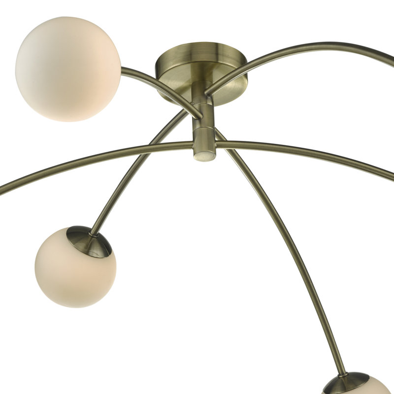 Silvia Glass Semi Flush Mount, Antique Brass