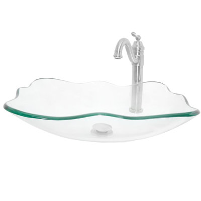 Lavabo de salle de bain vasque carré en verre transparent avec robinet