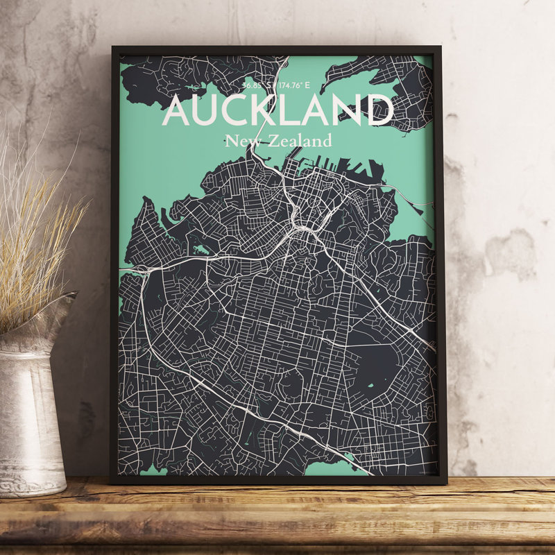 Auckland City Map - No Frame Print, 70cm H x 50cm W x 0.13cm D