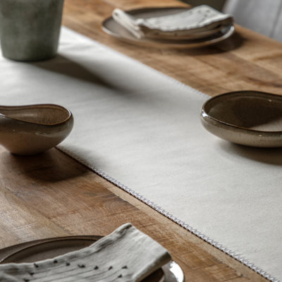 Linen Effect Table Runner Cream 360X1800mm