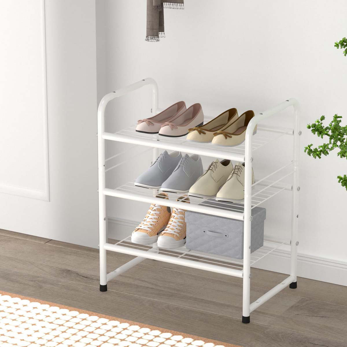 Rebrilliant Compact Wire Shoe Rack Shelf, Space-Saving Stackable Shoe ...