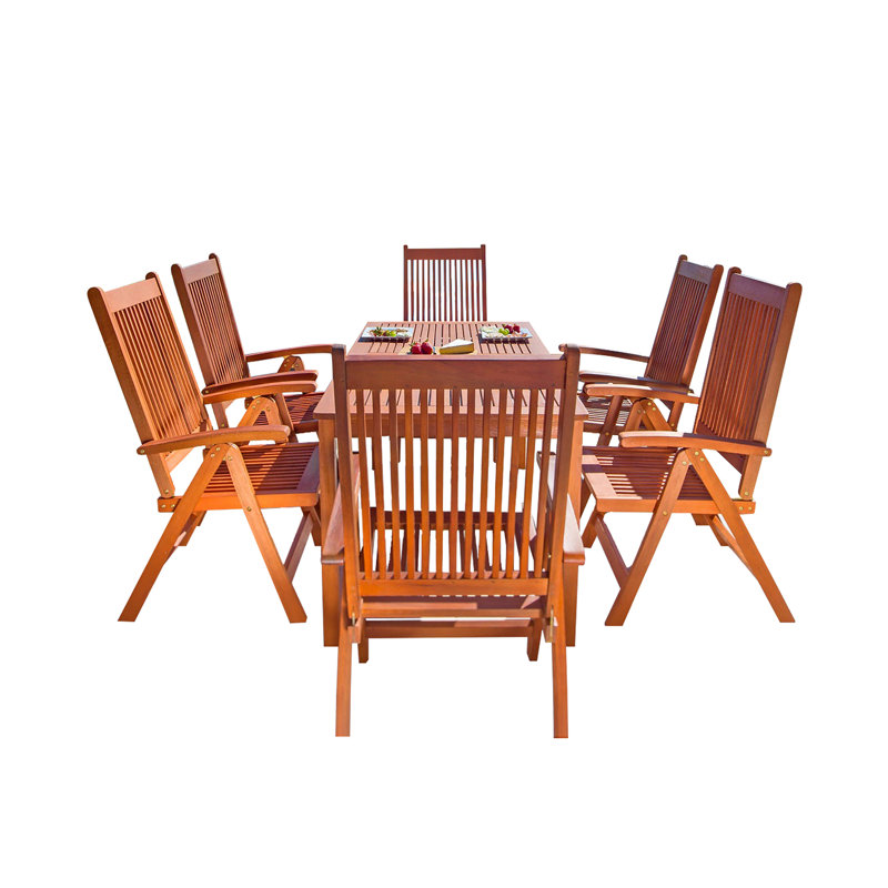 Aleha 6 - Person Wood Patio Dining Set with Rectangular Table