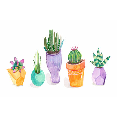 Succulent Display II 1 Piece Wrapped Canvas Wall Art