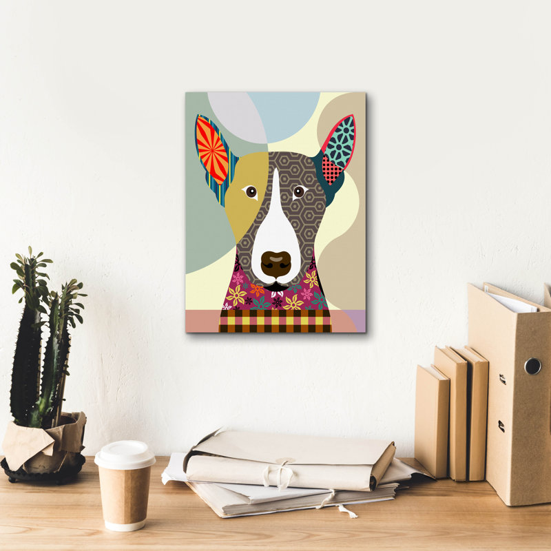 «Bull Terrier Dog» par Lanre Adefioyue, H 16 po x l 12 po x P 0,75 po