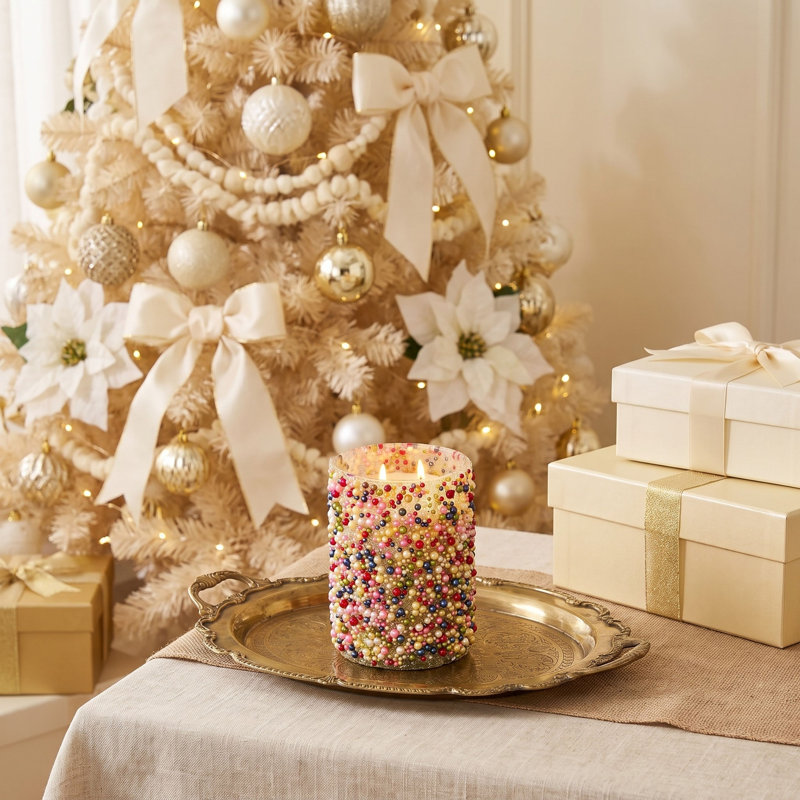 Winter Berry Hurricane Glass Vase