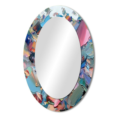Passion Of Mira Abstract Melodies - Pink Modern Oval Wall Mirror