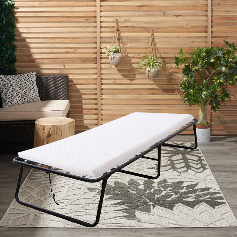 Lit pliant en acier 14 po, Blanc