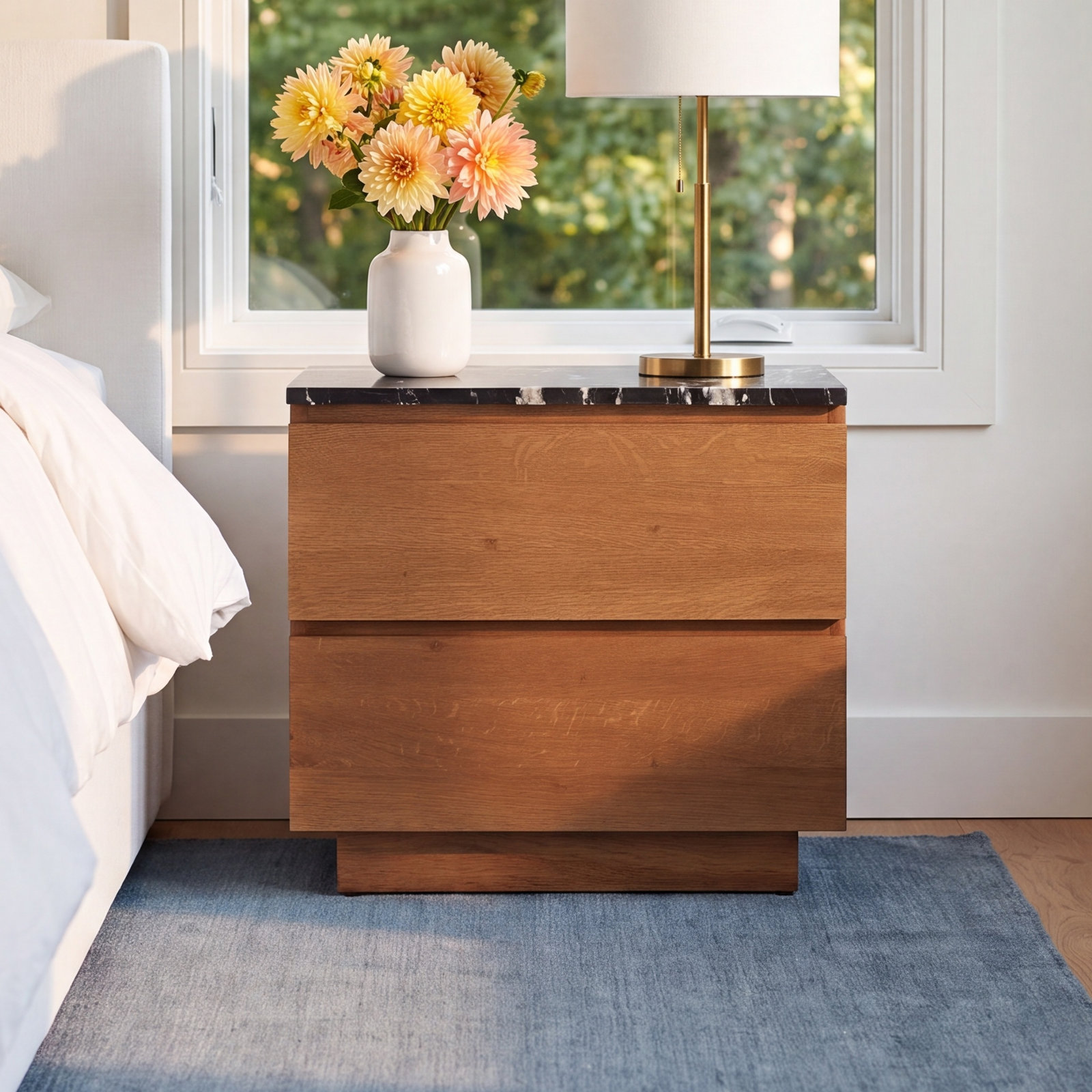 Greg Marble Oak Nightstand