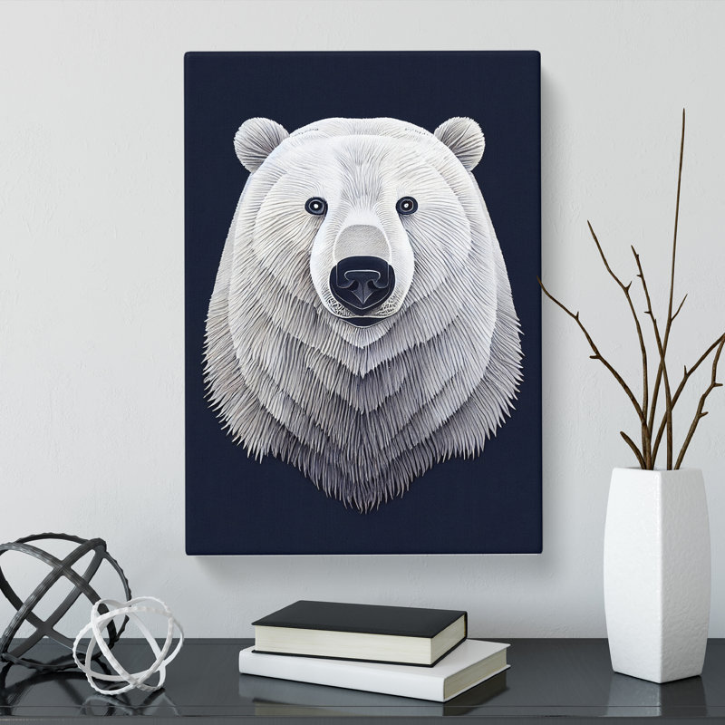 Mighty Polar Bear - Wall Art, 60cm H x 40cm W x 3cm D, Wrapped Canvas