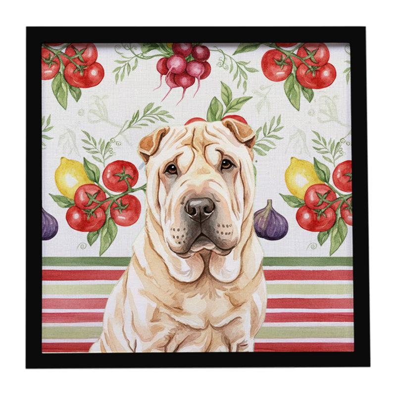 Shar Pei, légumes, impression sur métal encadrée, Brun