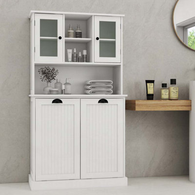 Grande armoire de salle de bain avec panier à linge Tilt-Out