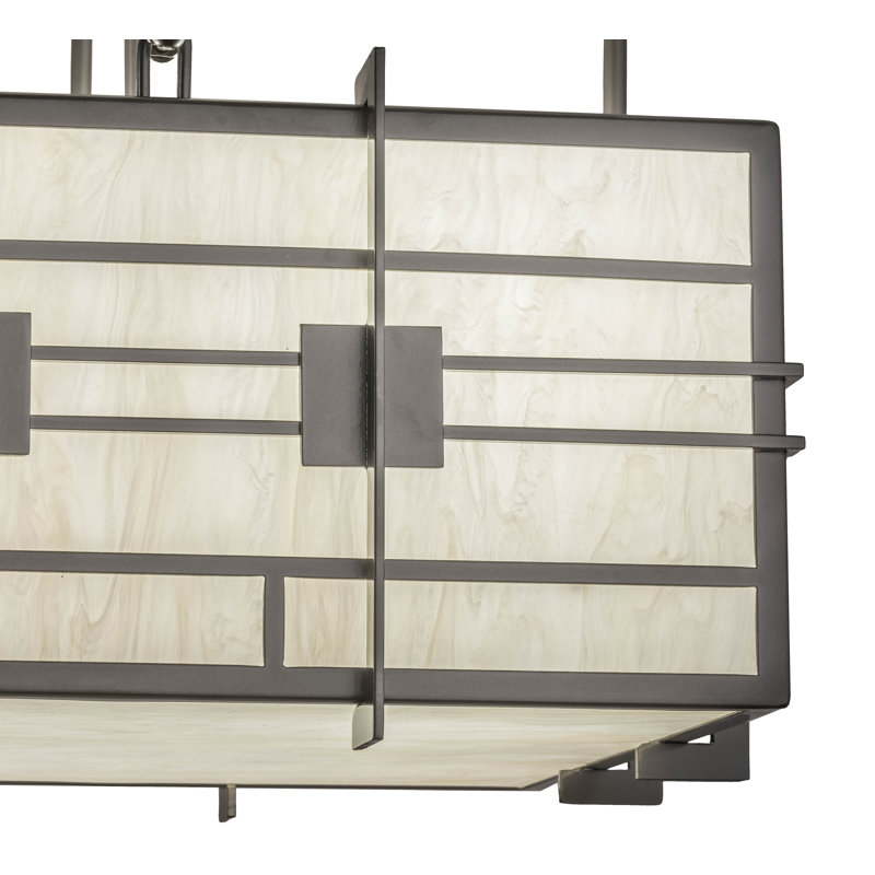 Spalding Bronze Square 4-Light Indoor/Outdoor Pendant with Beige Idalight Lens