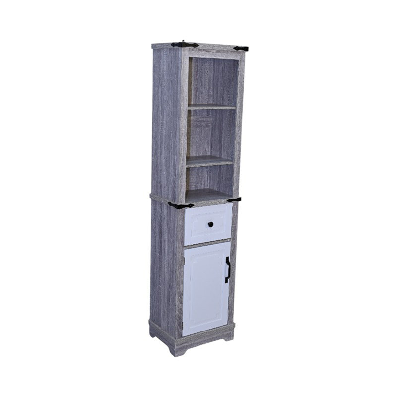 Armoire de rangement pour salle de bain, Gris / Blanc