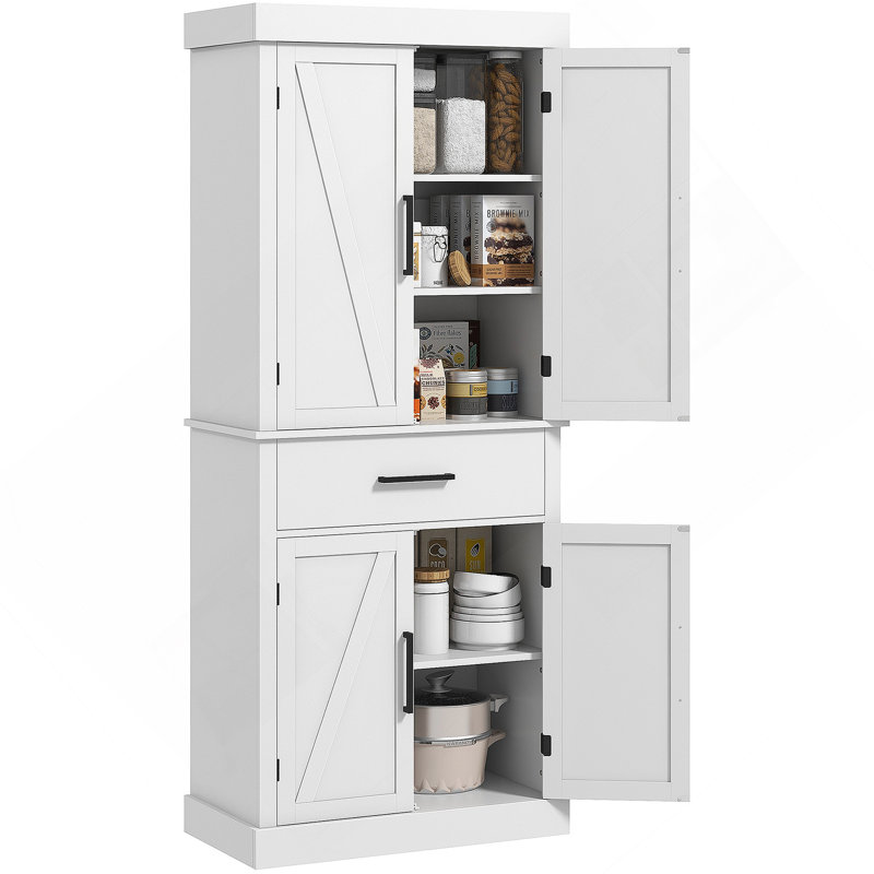 Pantry Cabinet With Adjustable Shelves, Doors And Drawers