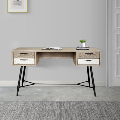 Solid Wood Steel Computer Desk