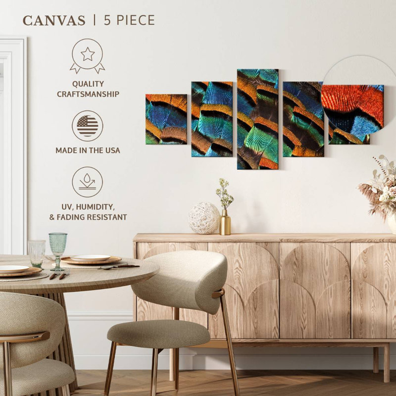 Turkey Ocellated Feathers, 24" H x 55" W