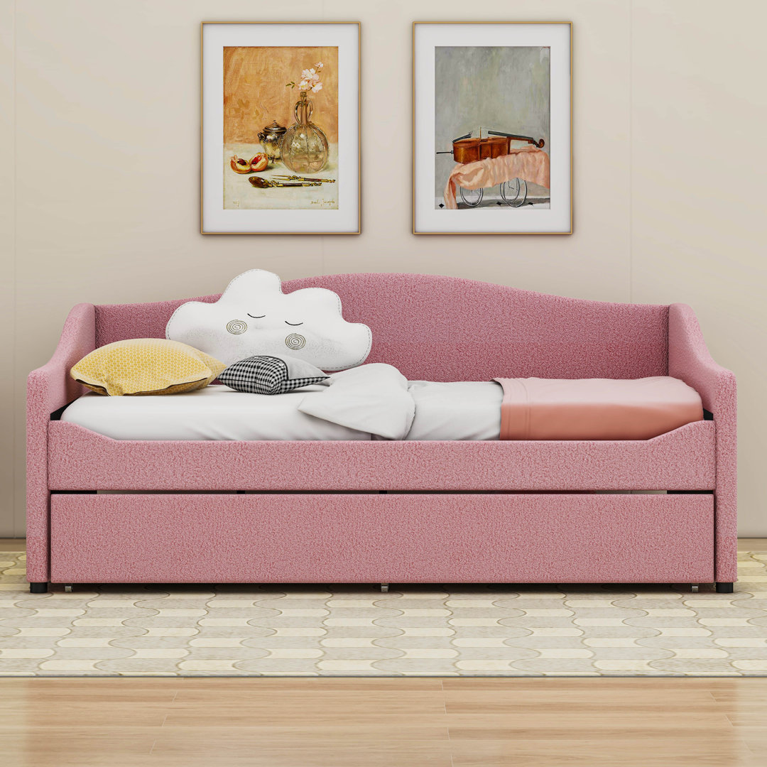 Teddy Fleece Full Size Daybed with Light And Trundle Cosmic 