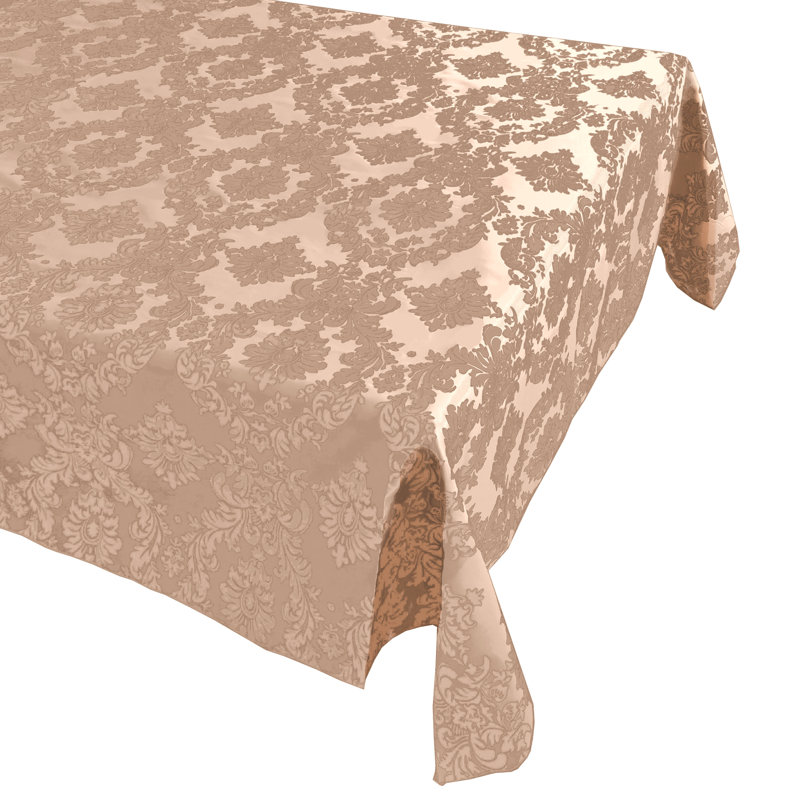 Damask Tablecloth, Beige, 84" x 58"
