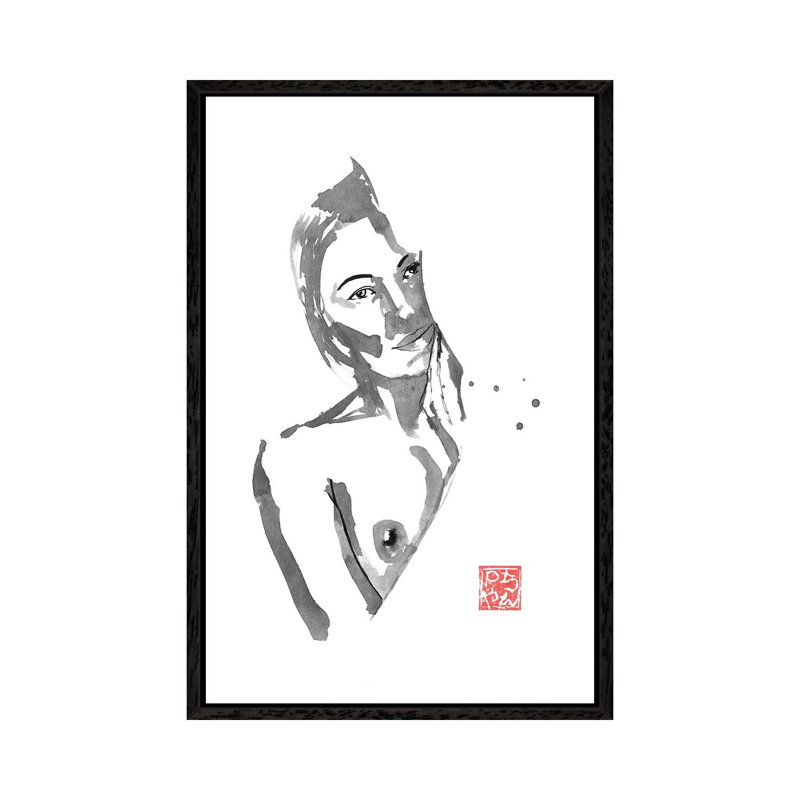Couchée by Péchane - Print on Canvas, 66.04 cm H x 45.72 cm W, Black Framed