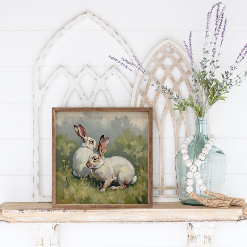 Two Bunnies In Tall Pasture, H 4 po x l 4 po