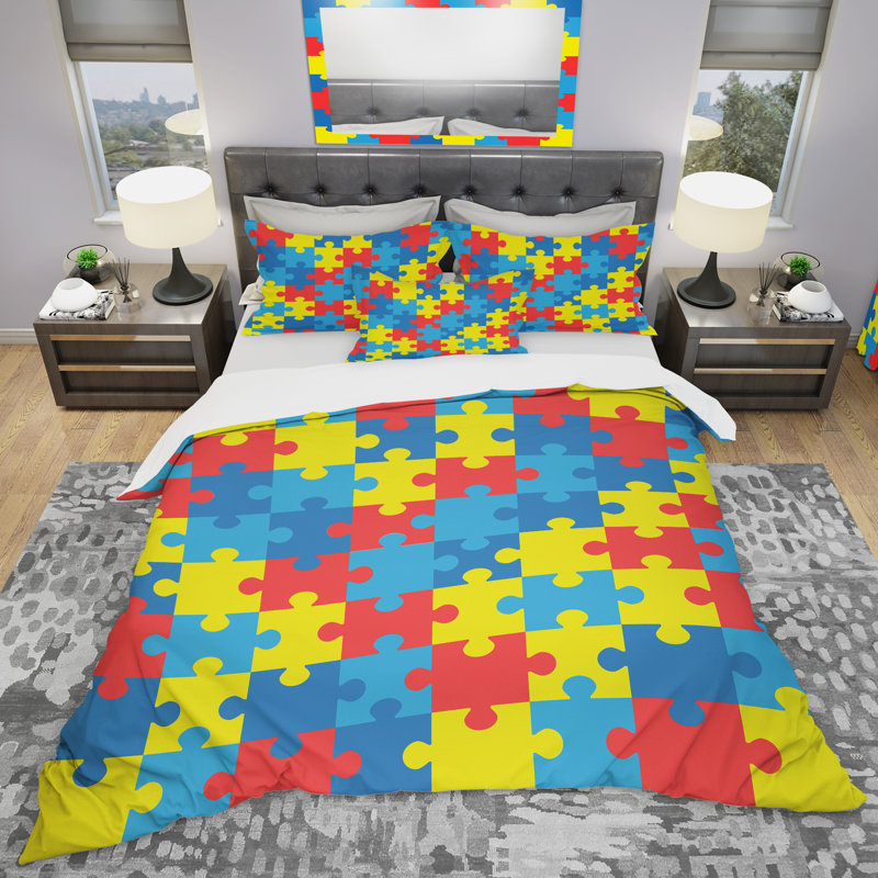Ensemble de housse de couette moderne et contemporaine, Housse de couette double / grand + 2 taies