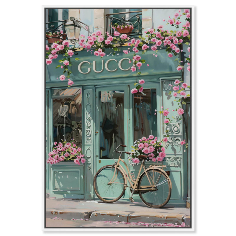 Art Remedy Fashion Art Canvas Bright Days Storefront, H 55 po x l 37 po, White Floater Framed